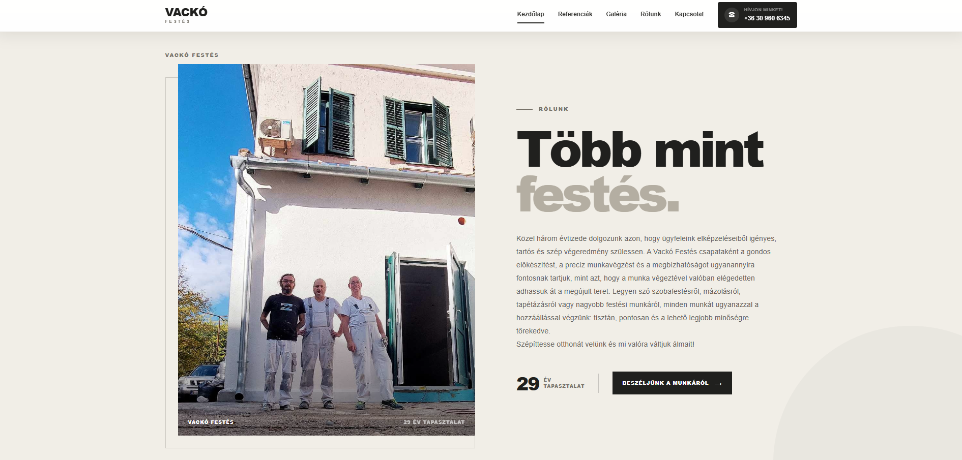 Vackó Festés megújult weboldala